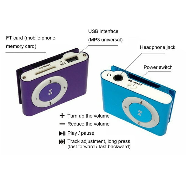 Mini reproductor de música MP3 portátil Reproductor de MP3 con clip de  metal con leyfeng