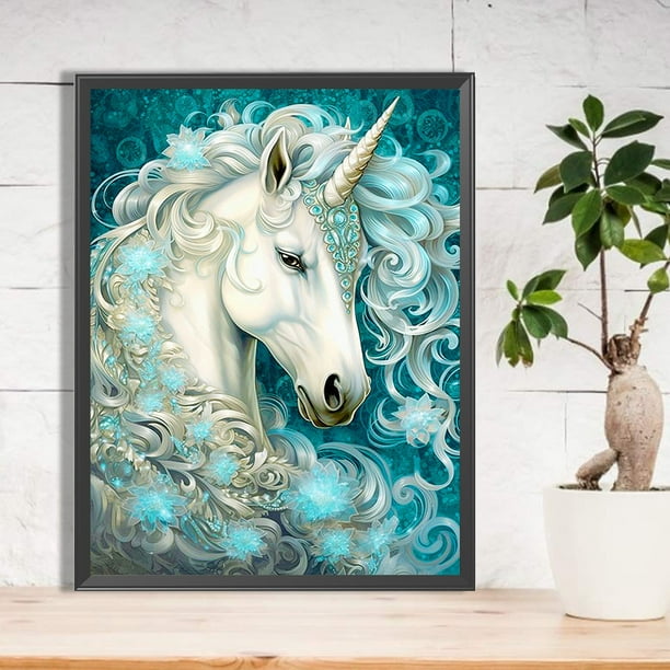 Comprar Pintura de diamante de unicornio 5D DIY, taladro redondo