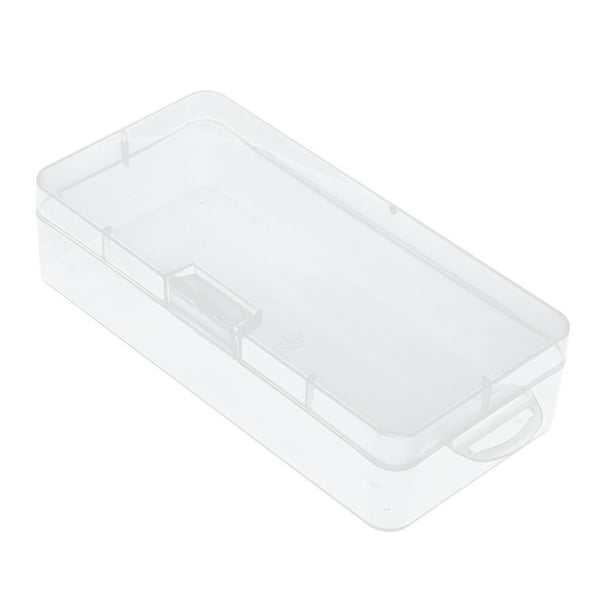 Caja rectangular de plástico transparente con broche 14x8.5x3.8 cm  organizador