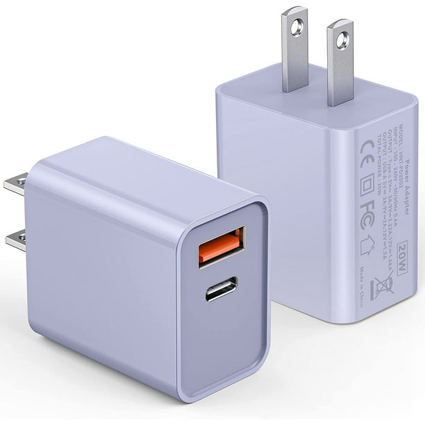 Cargador para iPhone 15/15 Pro Max, paquete de 2 adaptadores de corriente  de cargador rápido de pared tipo C de 20 W, bloque de cargador USB C para