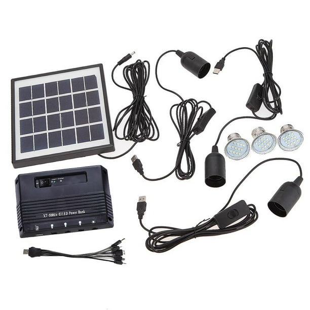Kit de Sistema de Panel Solar de 4W 3 Luces Led Cargador de Teléfono USB 5V  para Exteriores Tomshoo Luz al aire libre
