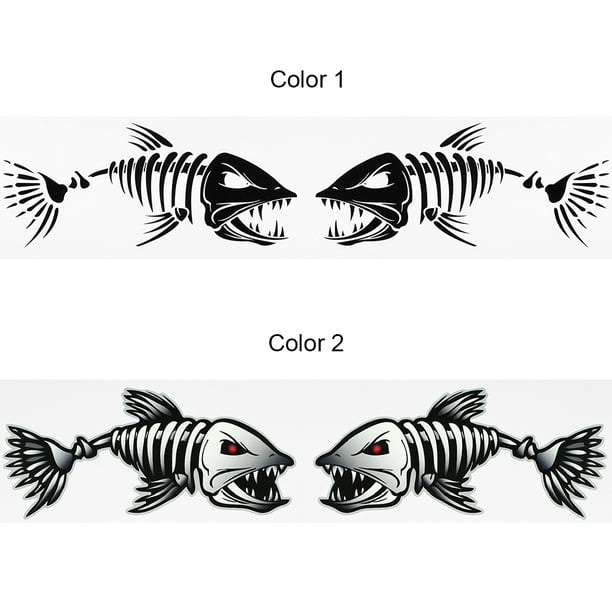 2 piezas dientes de pescado boca pegatinas esqueleto pescado pegatinas  pesca