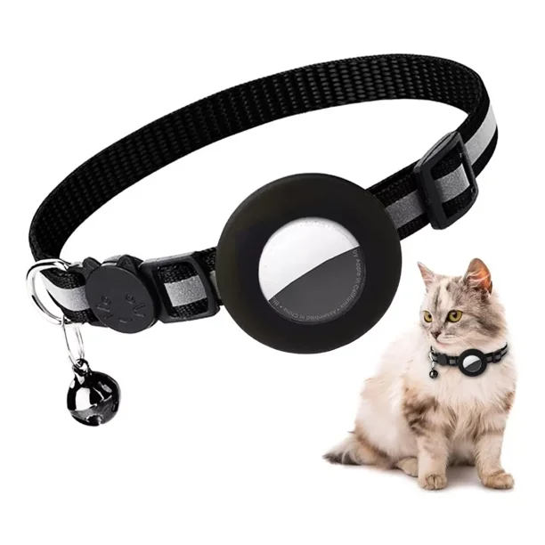 Collar de gato o perrito reflectante con estuche para GPS Airtag Talla S:  22cm – 32 cm – Peti