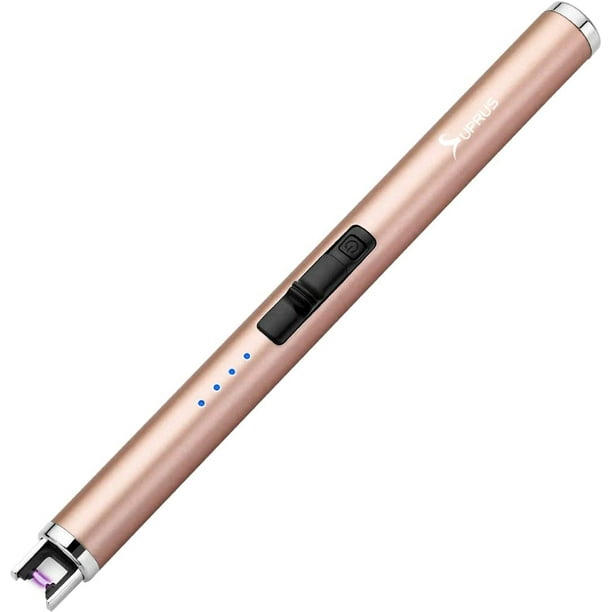 SUPRUS Encendedor de velas de arco USB, encendedor eléctrico con pantalla  LED de batería mejorada, interruptor de seguridad recargable, sin llama