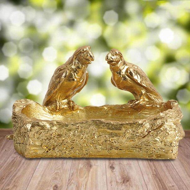 Caja de almacenamiento Bandeja de tocador Centro de mesa Bandeja para  servir Joyas Llave Plato de escritorio Estatuas de loro de resina para  gabinete, , dorado BLESIY estatuas de escritorio