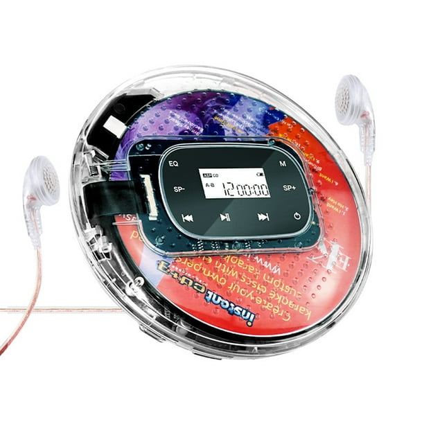 Reproductor de CD portátil, Discman con auriculares estéreo y salida  Bluetooth, Walkman a prueba de golpes, compacto y ligero, Power DC o 2xAA  batería