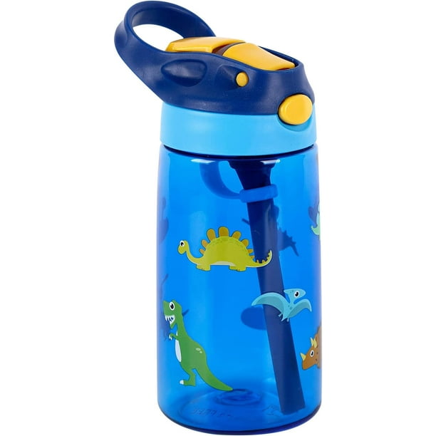 Botella de agua para niños con pajita Botella de agua deportiva de 480 ml  Botella de agua a prueba de fugas Tritan sin BPA con tapa para sorber para  la escuela, deportes