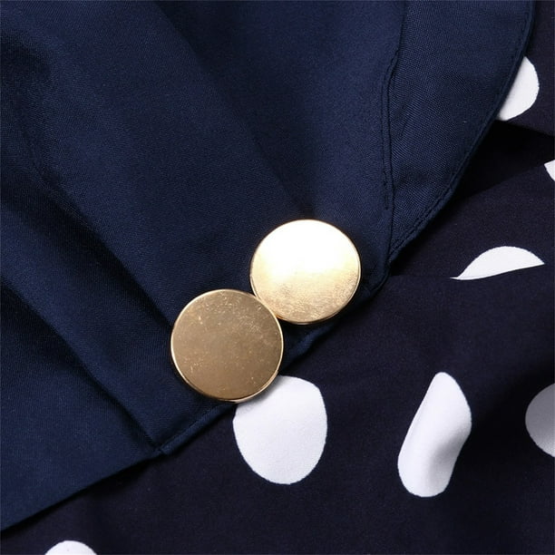 Vestido Formal de trabajo informal con botones de manga larga y cuello  vuelto estampado para mujer a la moda Pompotops hdfakjf6586