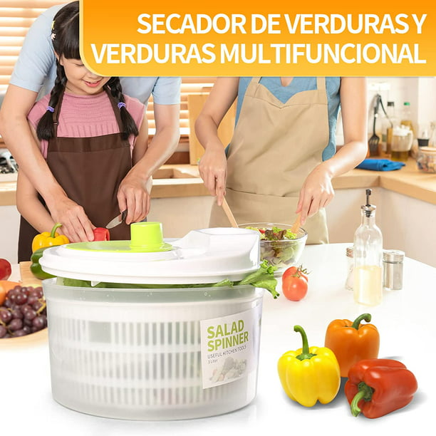 Secador de verduras, ensalada, escurridor de ensalada multifunción de  polipropileno, lavadora de frutas, fácil limpieza, lavado, secado de  verduras