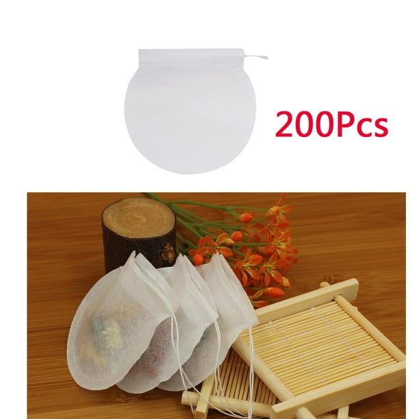 200 bolsas de filtro de té, bolsas de té vacías de hojas sueltas, bolsas de  filtro de café desechables, bolsas de filtro con cordón para té y café, 4