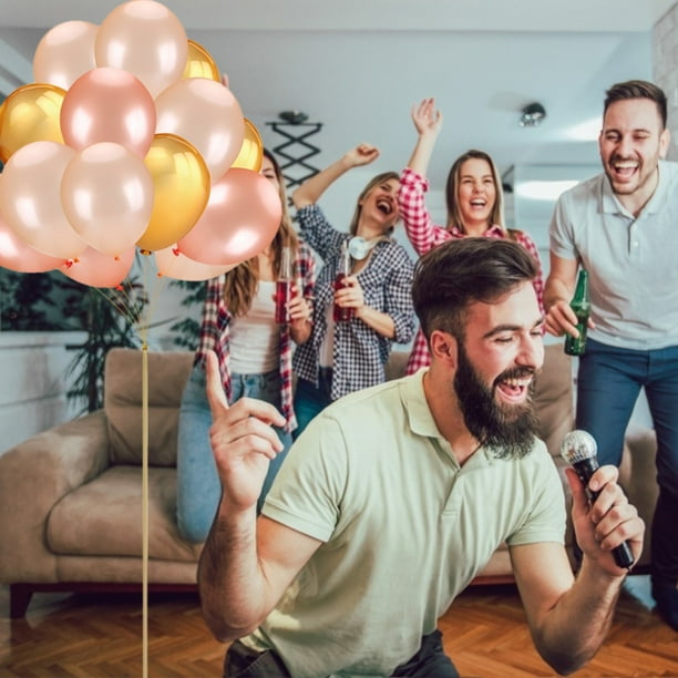 Eainb Fondo de fiesta de cumpleaños rosa para mujeres, globos