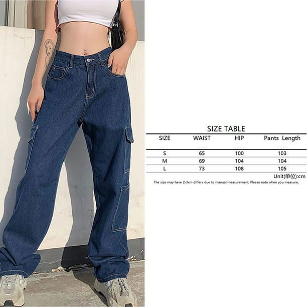 Pantalones Cargo de pierna ancha para mujer, ropa Vintage de Hip