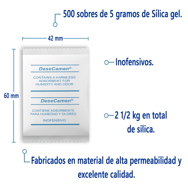 Bolsas Antihumedad Silica Gel 50 x 5g, Gel De Silice Antihumedad