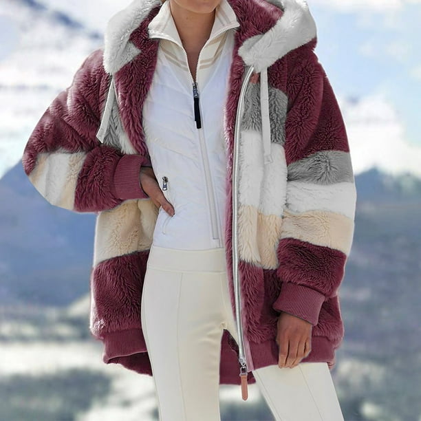 Abrigo de pelo sólido y esponjoso, elegante abrigo de manga larga para el  invierno, ropa de mujer