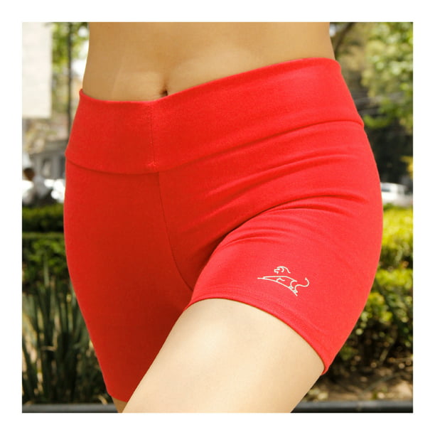 Short Deportivo Mujer, Chico/Mediano, Short de Licra para Mujer de Algodón,  Rojo Red Baboon Modelo Spart, Shorts Deportivos para Mujer Licra Flexible.