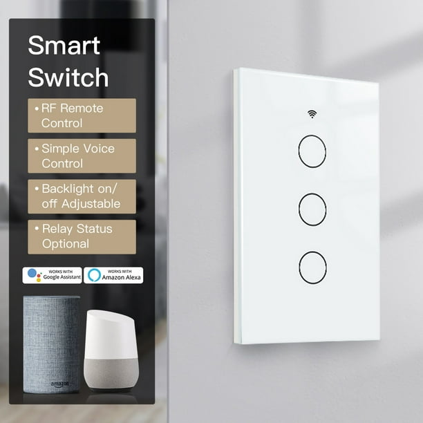 Apagador Inteligente WiFi Interruptor de Luz Apagadoras Smart Switch Compatible  Alexa Google Home
