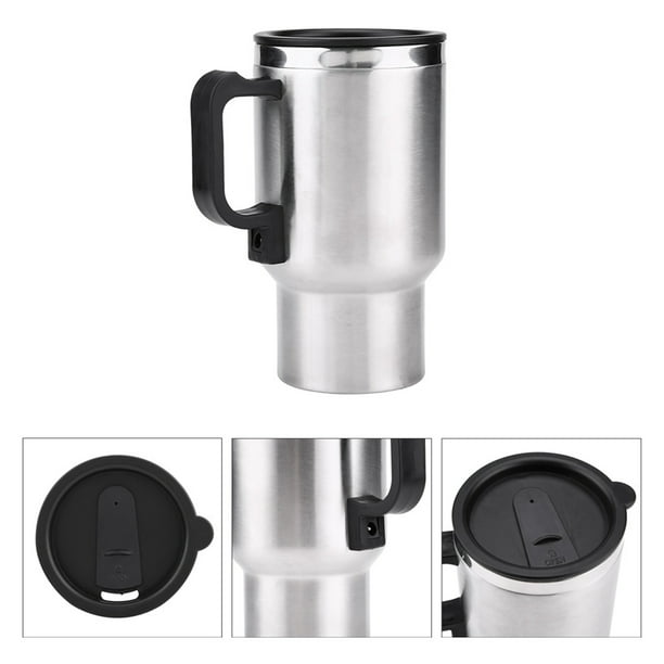 Taza eléctrica de acero inoxidable de 450 ml, 12 V, taza de viaje, taza de  calefacción, enchufe termo eléctrico, calentador de taza de café con