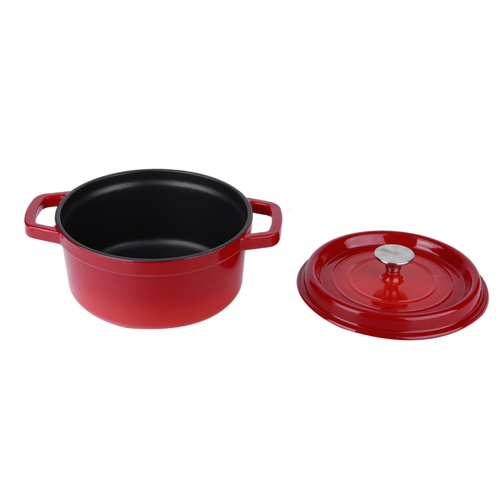  Olla de cocina, con dos asas antiadherentes ollas de horno  utensilios de cocina, olla de hierro fundido esmaltado para estufa de gas  (rojo, 9.4 in) : Hogar y Cocina
