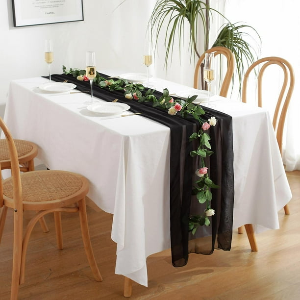 Camino de mesa blanco y negro, decoración de ramas de otoño, 12 x 48  pulgadas, para eventos de catering, cenas, bodas, vacaciones de primavera