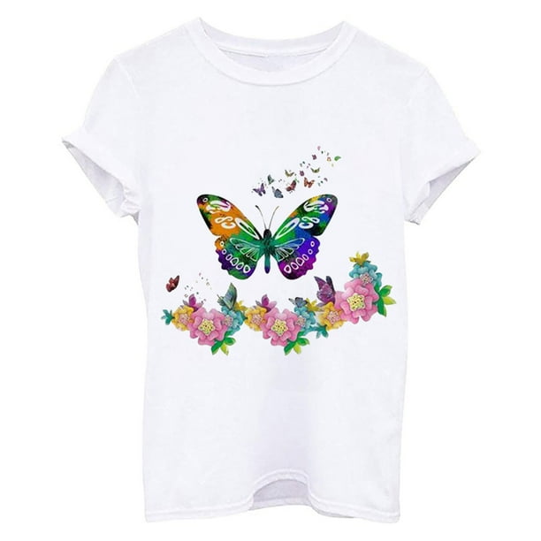 Tops a la moda para mujer, camisetas blancas holgadas informales con  estampado divertido, blusa con estampado de amor y letras de flores  Pompotops