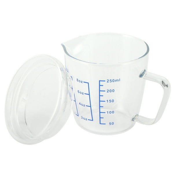 Jarra medidora de vidrio resistente al calor de 8.5 fl oz, 16.9 fl oz, con  escala de leche, para microondas (8.5 fl oz)