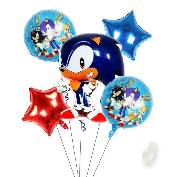 5 globos de helio Sonic The Hedgehog para suministros de fiesta