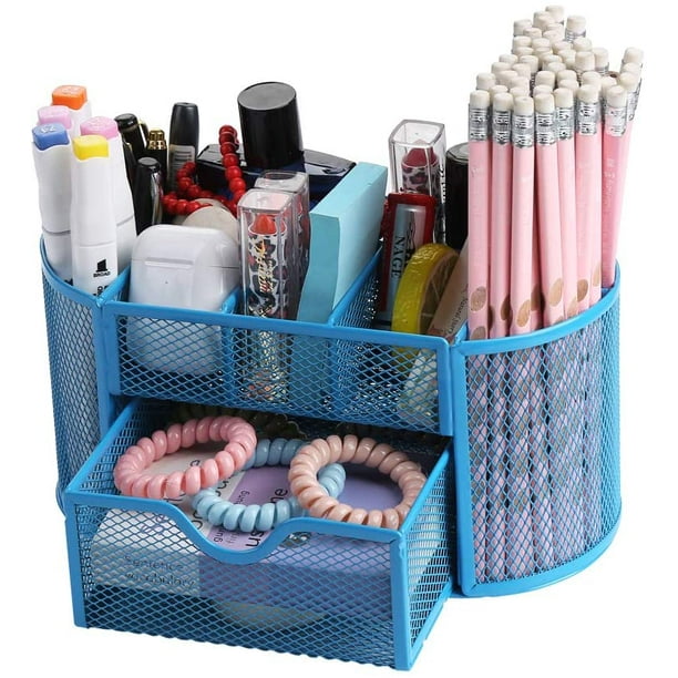 Organizador para lápices, organizador y almacenamiento de marcadores de 4  colores, organizadores y accesorios de escritorio grandes, bonito papelería