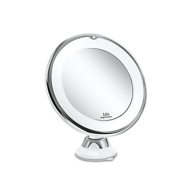 Ondas Calvo participar Espejo de maquillaje 10X Aumento Espejo de maquillaje con luz LED Giratorio  de 360 ° con ventosa int Vhermosa 28*28*9cm | Walmart en línea