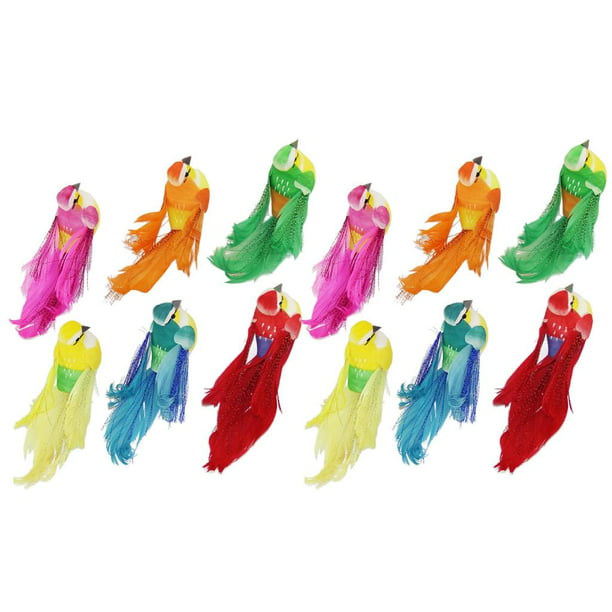 12 Piezas De Pajaritos Decorativos Falsos Artificiales Para Manualidades  Jardín, Con Pies Para Un Fácil Acoplamiento En Sharpla Pájaros de plumas de  espuma artificial