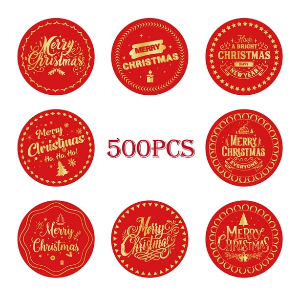 500 Pegatinas de Sello de Feliz Navidad Etiquetas Redondas Pegatinas de Sello de d JAMW Sencillez | Walmart en línea
