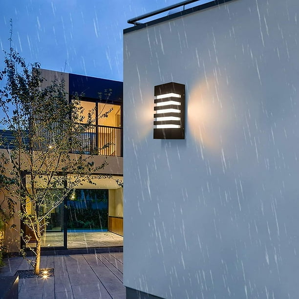 Lámpara de pared para exteriores, lámpara LED moderna de 12 W, lámpara de  pared exterior para jardín, pasillo, porche, patio, luz LED impermeable  para