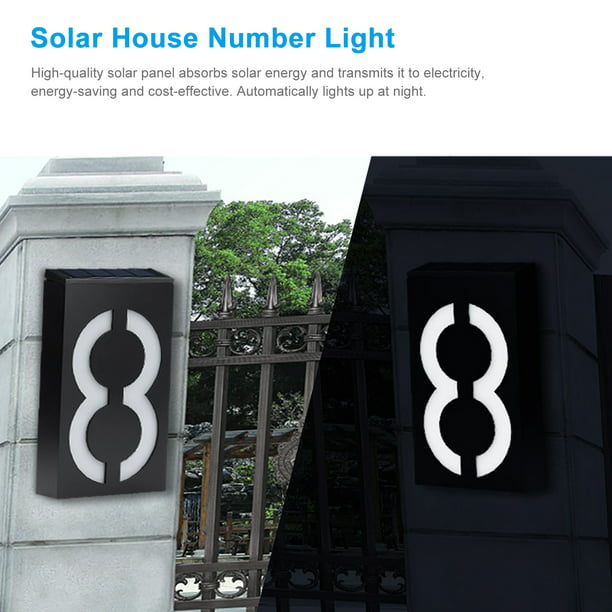 Solar Señal de número de casa Luz Placa de dirección exterior iluminada con  LED