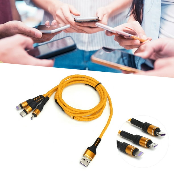 Cable cargador 3 en 1, cable multicargador USB trenzado de nailon para  puertos micro USB para puertos tipo C para puertos IOS