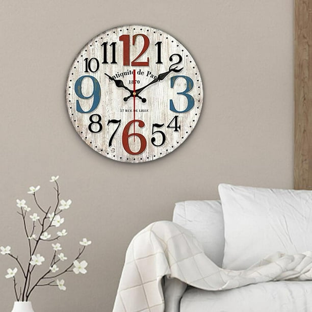  Reloj de pared grande para sala de estar, moderno reloj de  pared silencioso que funciona con pilas, relojes decorativos de 24 pulgadas  sin tictac para dormitorio, cocina, comedor, oficina, decoración de