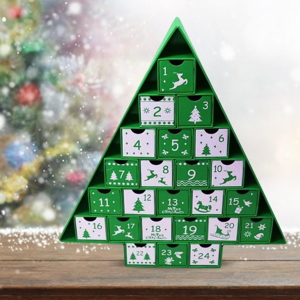 CALENDARIO ADVIENTO CARTON EN FORMA DE ARBOL - TONOS CLASICOS