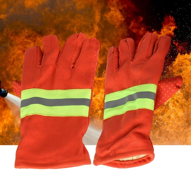 2 guantes de extinción de incendios naranjas, guantes impermeables,  transpirables, a prueba de fuego, protección de manos, guantes de trabajo  DYNWAVEMX Guantes de bombero