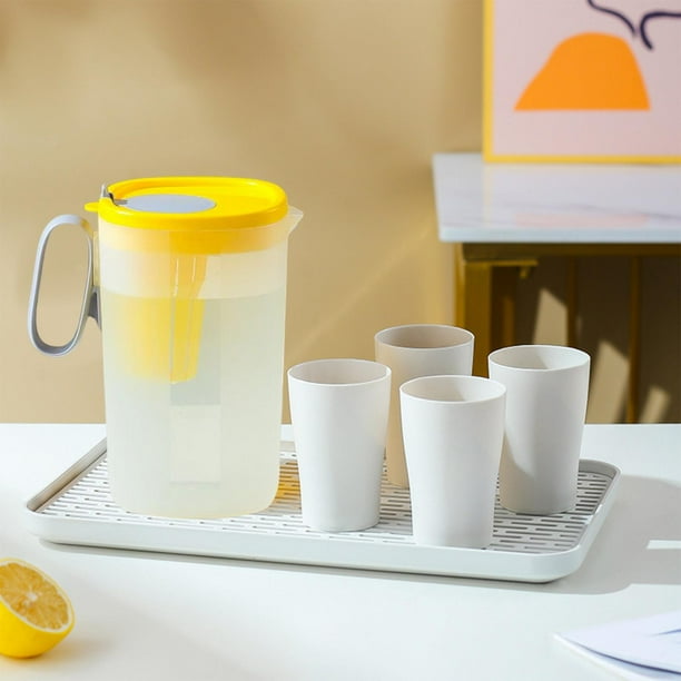  Juego de jarras de agua de vidrio, olla de agua resistente al  calor, tapa de acero inoxidable para hervir agua, té, jugo de fruta,  botella de vidrio (color : 1 olla