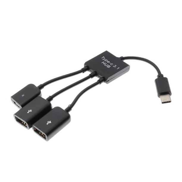 Cable OTG de host micro USB 3 en 1 con fuente de alimentación USB para  teléfonos inteligentes y tabletas Soledad Cable USB Tipo C ABS