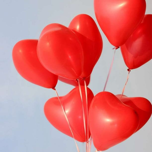 100 globos de látex en forma de corazón de color rojo de 6 pulgadas para el  día de San Valentín, proponer matrimonio, fiesta de boda.