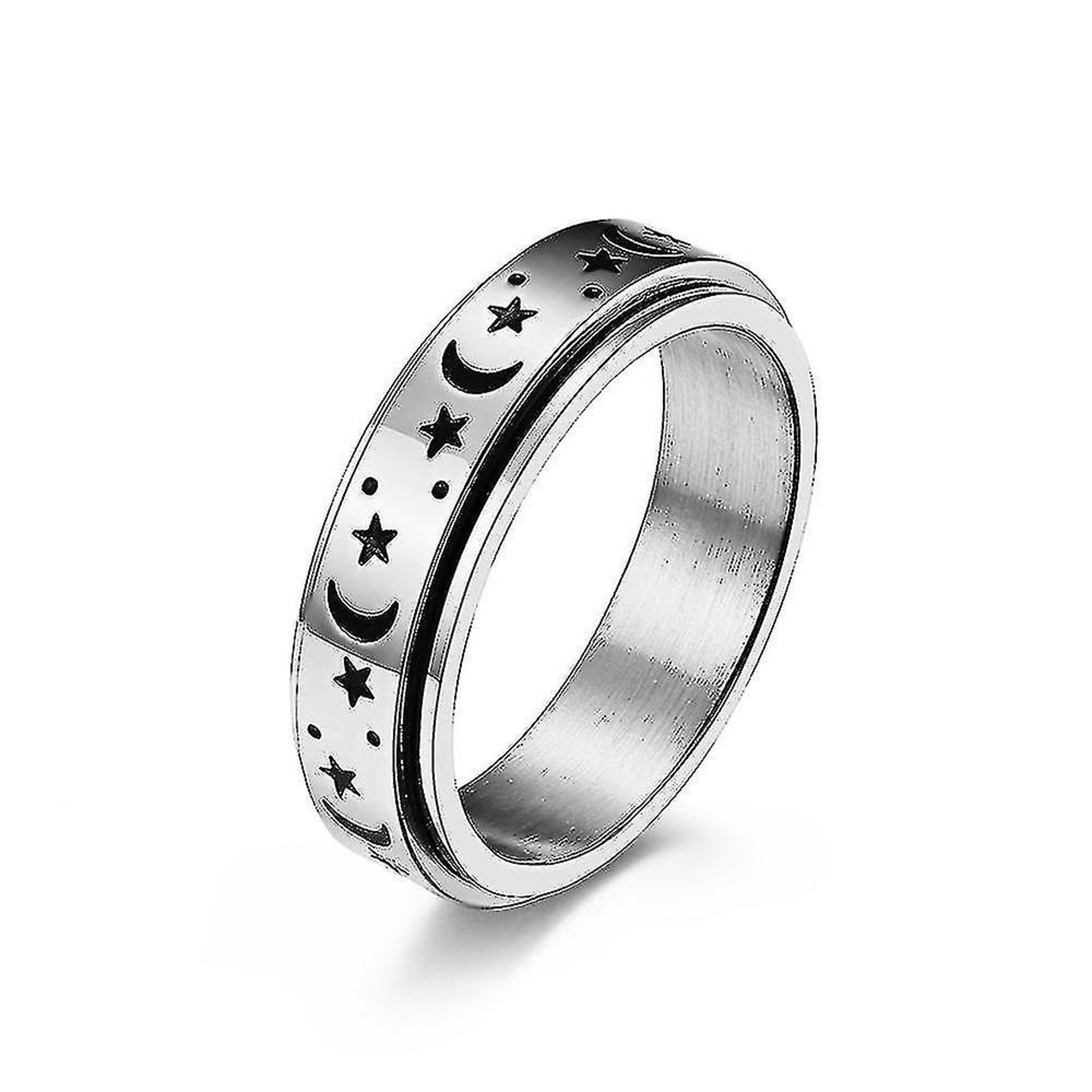 Anillo antiestrés y ansiedad para hombres, giratorio de acero