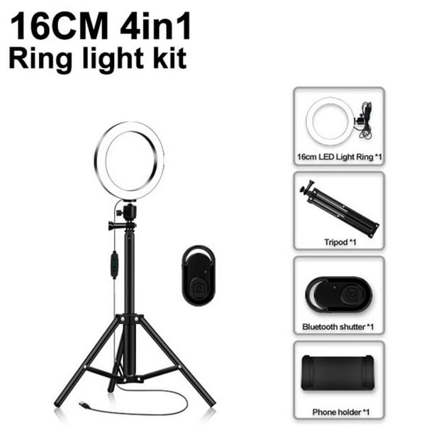  Anillo de luz para selfie de 10 pulgadas con soporte de trípode  y soporte para teléfono celular, anillo de luz LED con luz de anillo remota  regulable para reuniones de Zoom