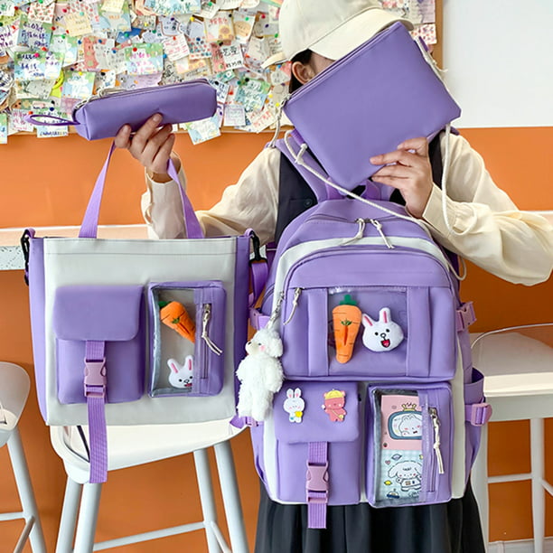 Bolsa Juego de 4 mochilas escolares para niñas adolescentes, mochilas para  estudiantes (púrpura) JShteea Para Estrenar