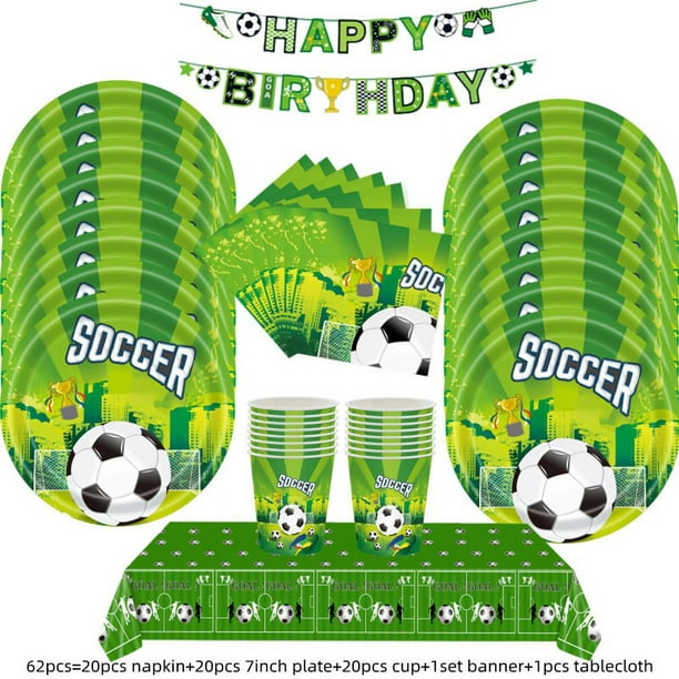 Suministros de decoración de fiesta de cumpleaños de fútbol, suministros de  fiesta de cumpleaños de balón de fútbol, pancarta de cumpleaños de balón