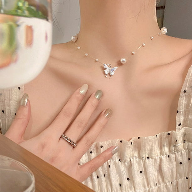 Collar De Perlas De Moda Para Las Mujeres Cadena De Cuentas Gargantilla  Colgante Collares Accesorios De Joyería