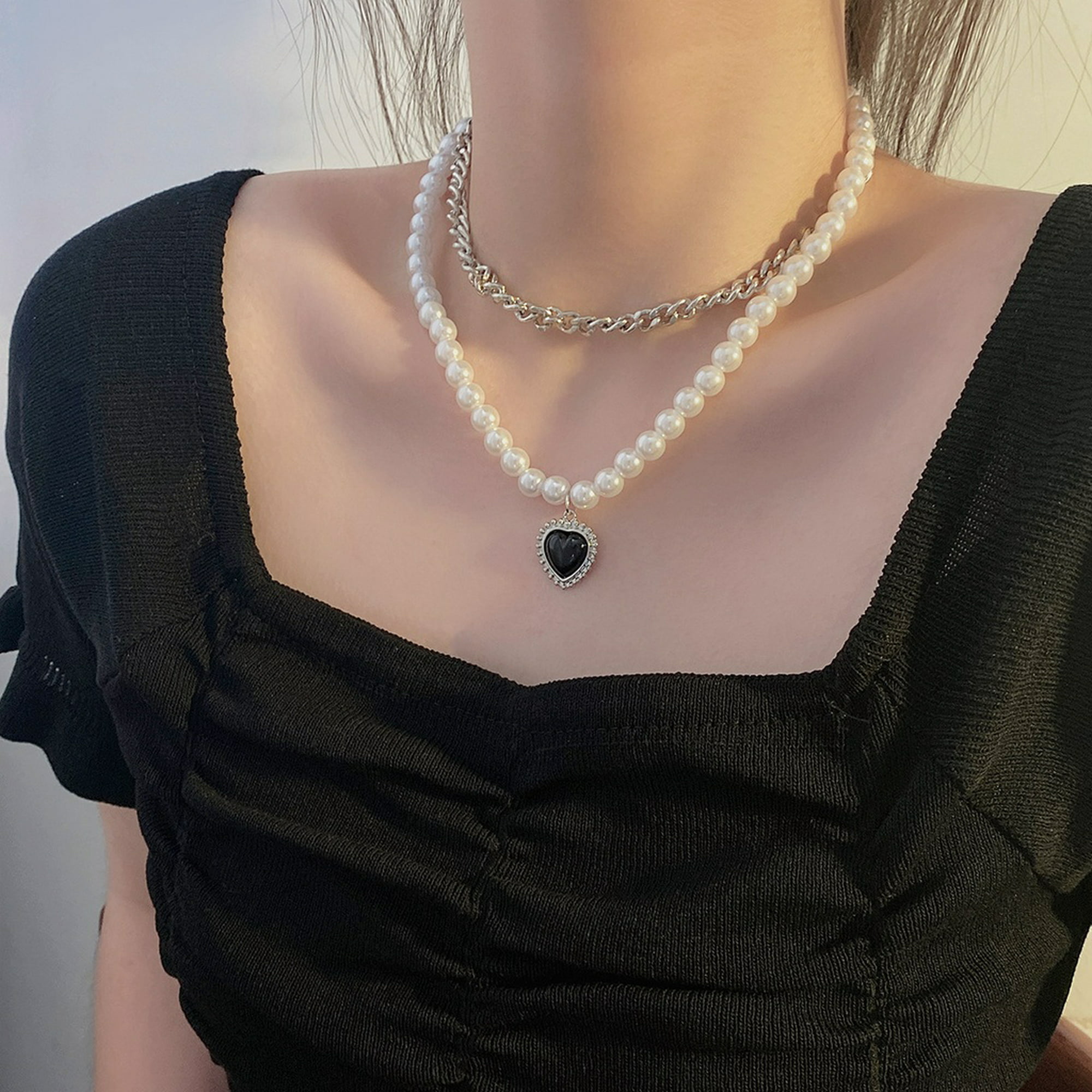Collar De Perlas De Moda Para Las Mujeres Cadena De Cuentas Gargantilla  Colgante Collares Accesorios De Joyería