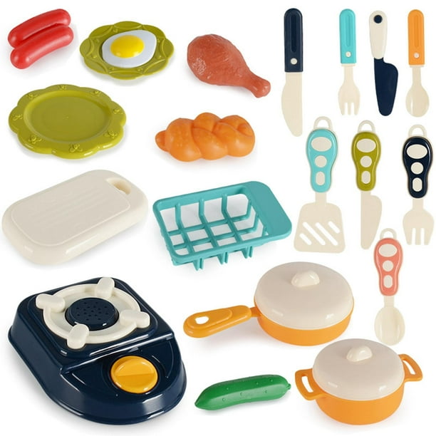 cute stone Accesorios de juguete de cocina para niños, juego de cocina de  simulación con juguetes, utensilios de cocina y utensilios, juguetes de