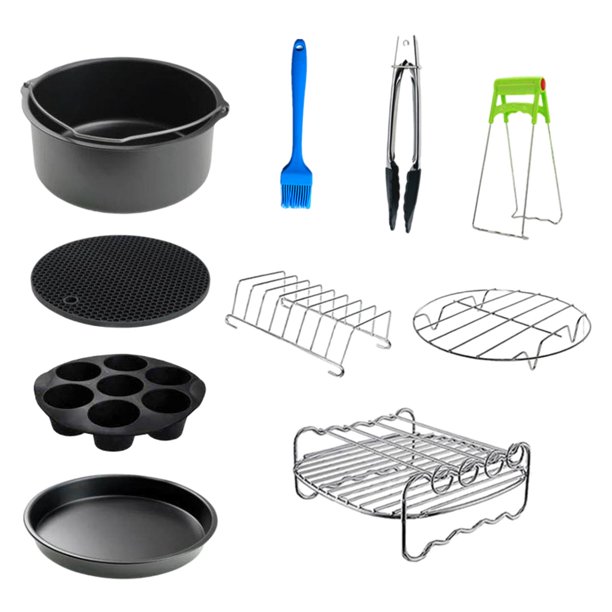  Sartenes de silicona para freidora de aire para hornear, molde  antiadherente para pasteles de pan, juegos de utensilios para hornear  freidora de aire de 8 pulgadas, pastel de carne y maíz