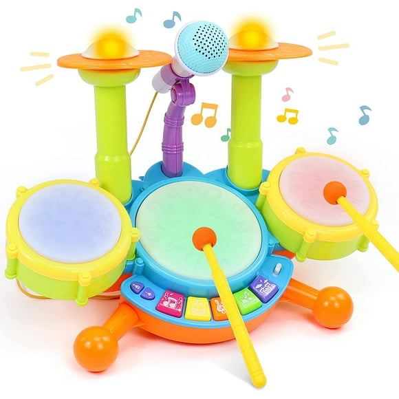 drum set toddler toys musical instruments for toddlers 13 year oldkids drum set with 2 drum sticks microphone lightchristmas toddler toys for 12345 year old boys girls zhivalor czwjxm43