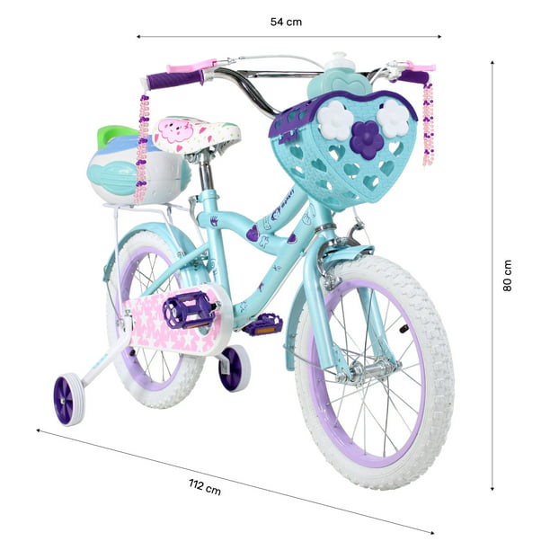 Bicicleta Infantil Azul Niña R16 Little Canasta Termo Rueditas | Bodega en línea