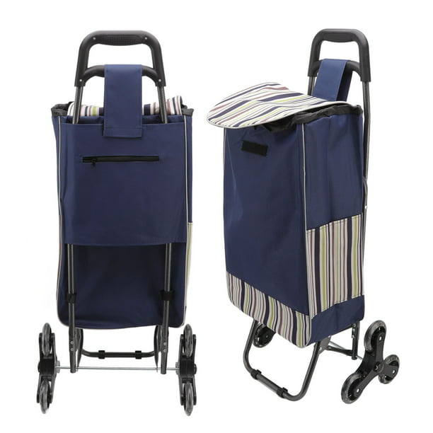  Carrito de compras plegable de gran capacidad con 4 ruedas, carrito  de compras con cesta de movilidad, carrito de compras, bolsa de mercado,  lavandería (color azul) : Productos de Oficina